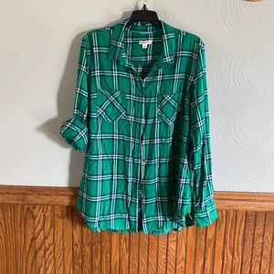 Green Plaid Button Up